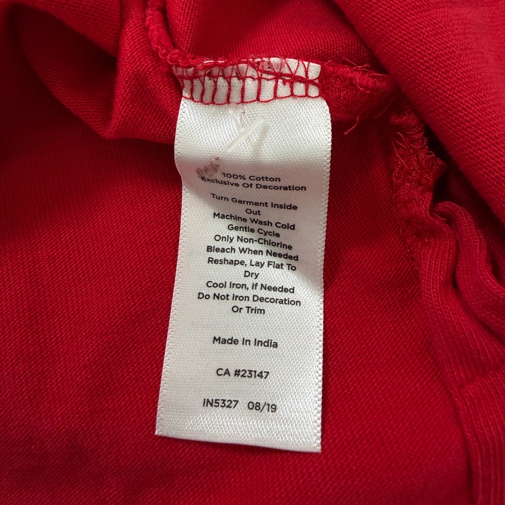 Talbots Womens XL Red Cotton Long Sleeve Tee Embroidered Terrier‎ Dog Graphic - Picture 8 of 9